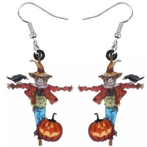 Scarecrow Pumpkin Crow Acrylic Earrings